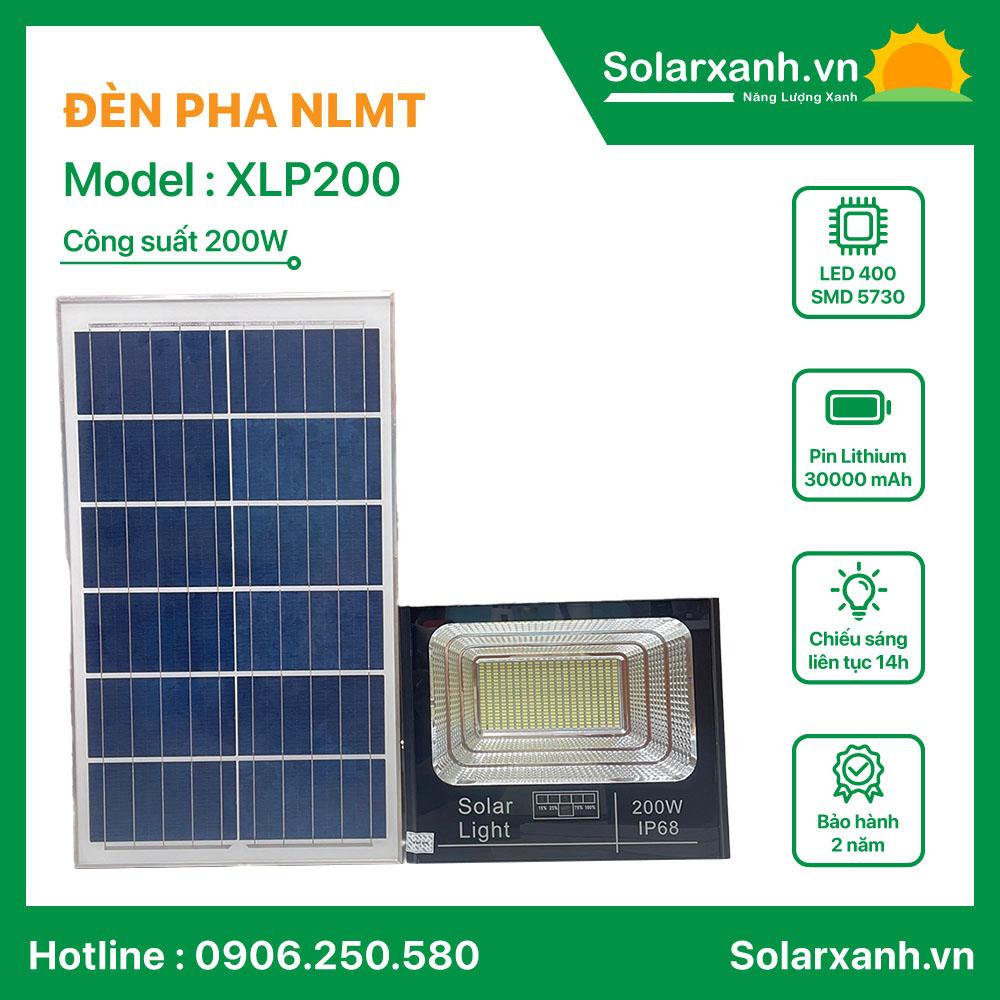 Đèn pha báo pin 200W NLMT sáng trắng